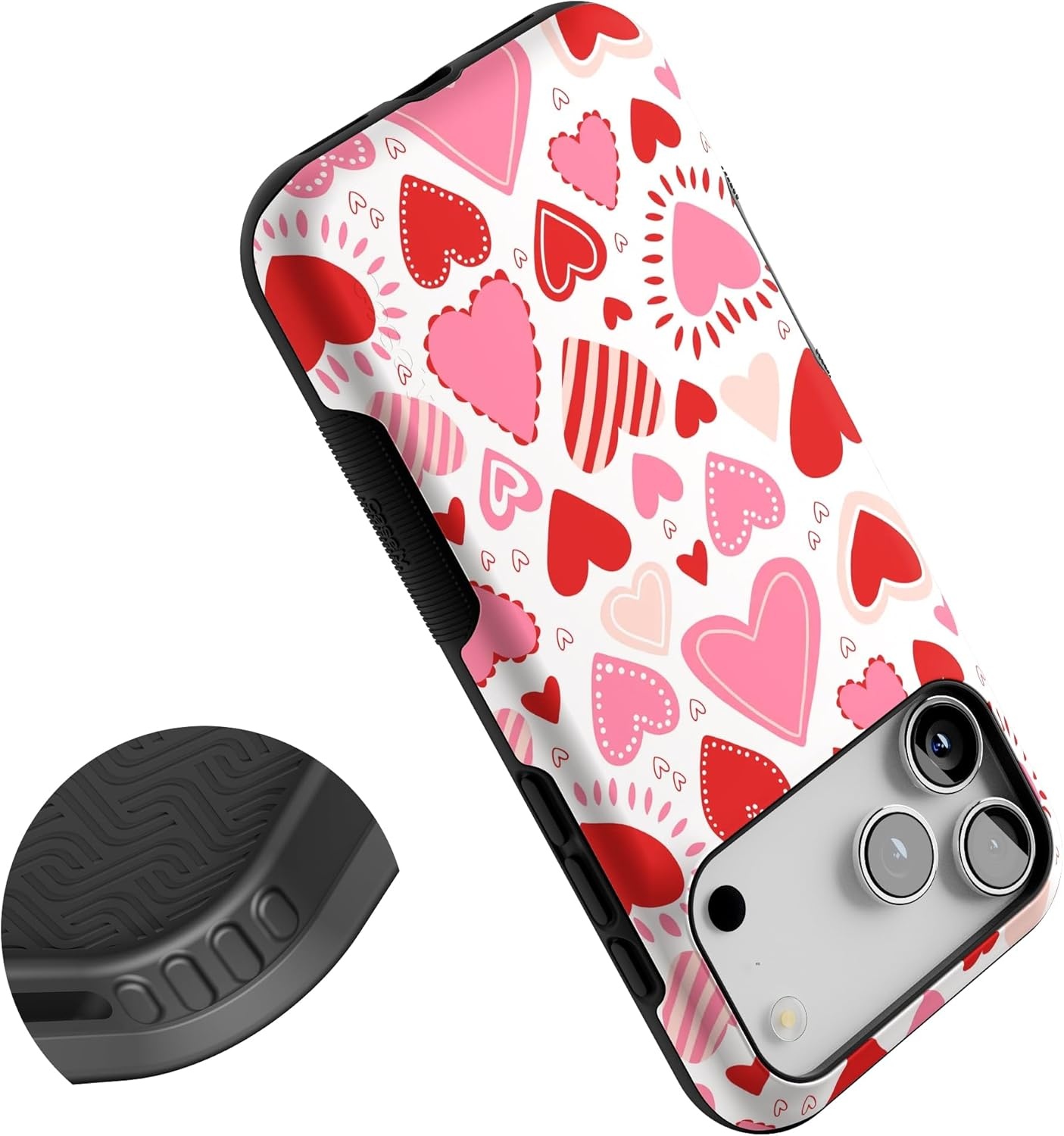 image:imageCasely iPhone 17 Pro Max Case Blue amp White Floral Rose to Fame Bold Protective Design Compatible with MagSafeLove Struck Heart Stickers