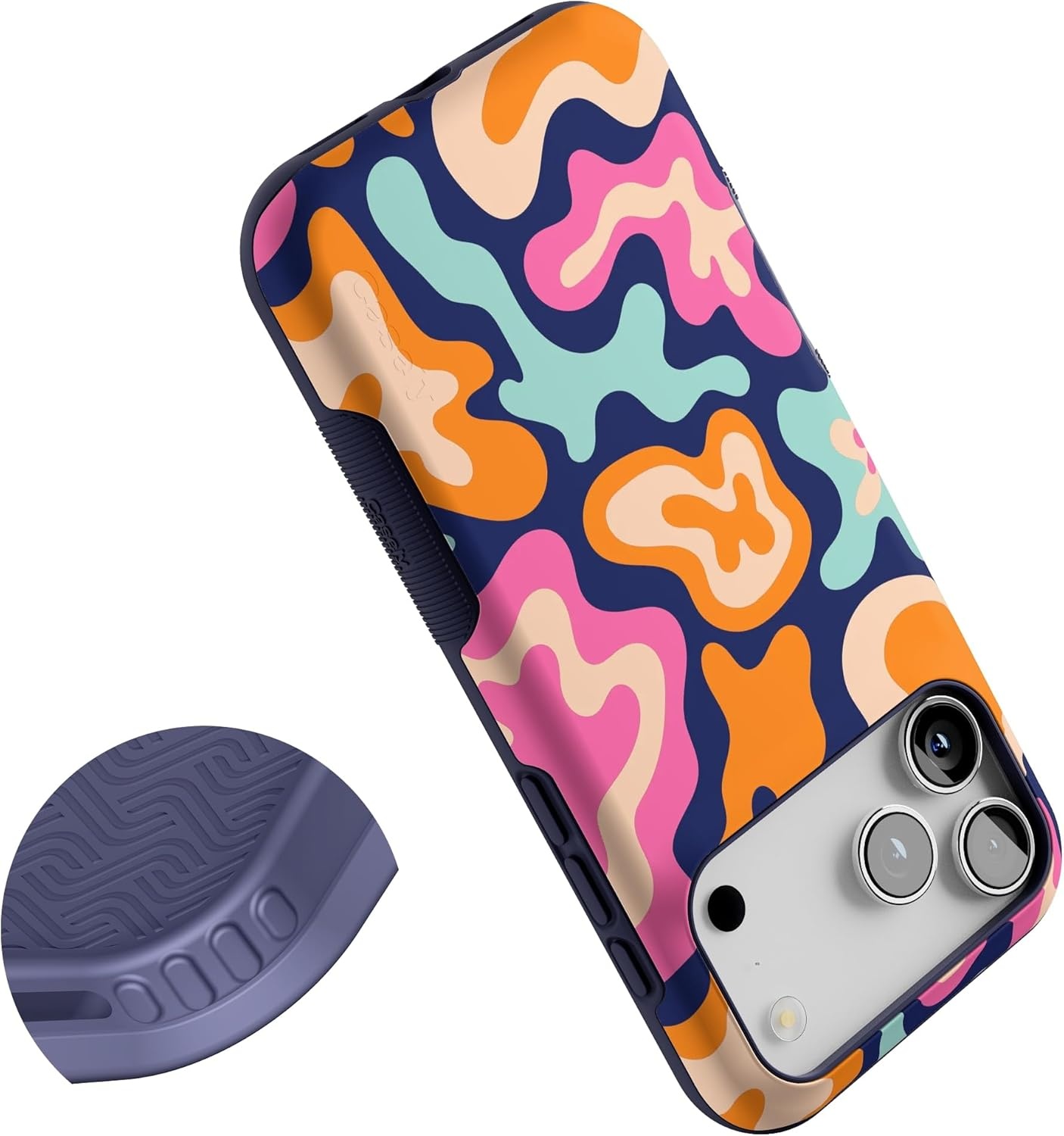 image:imageCasely iPhone 17 Pro Max Case Blue amp White Floral Rose to Fame Bold Protective Design Compatible with MagSafeMidnight Color Splash Abstract Retro