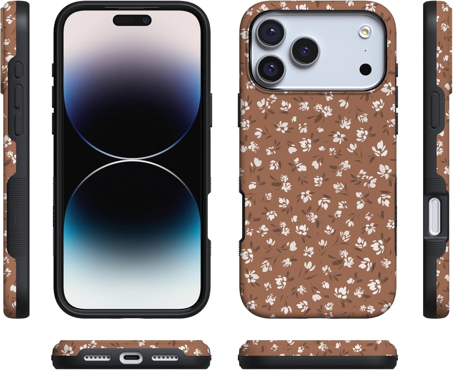 image:imageCasely iPhone 17 Pro Max Case Blue amp White Floral Rose to Fame Bold Protective Design Compatible with MagSafeMocha Meadow Tiny Flowers