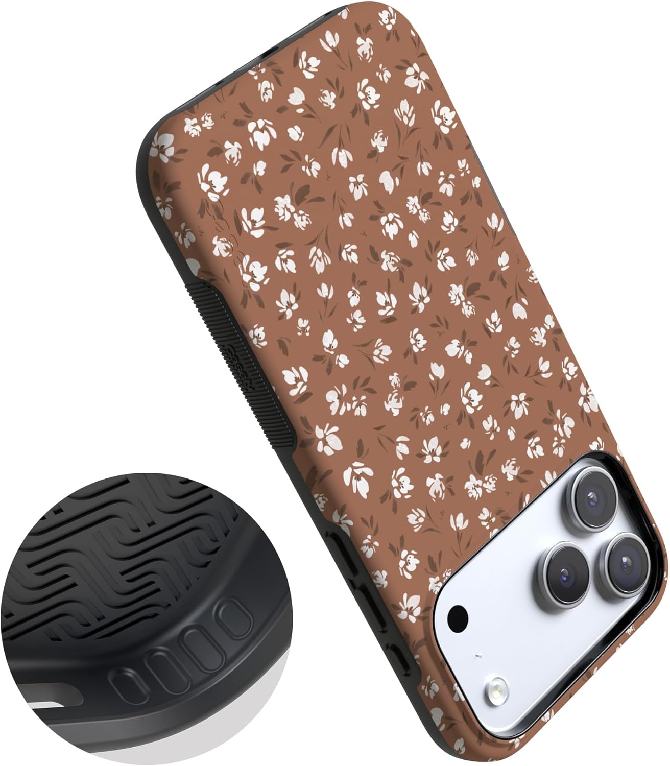image:imageCasely iPhone 17 Pro Max Case Blue amp White Floral Rose to Fame Bold Protective Design Compatible with MagSafeMocha Meadow Tiny Flowers