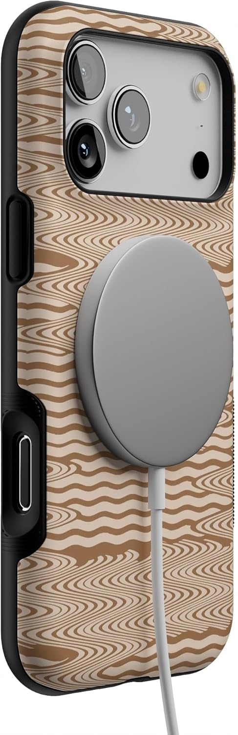 image:imageCasely iPhone 17 Pro Max Case Blue amp White Floral Rose to Fame Bold Protective Design Compatible with MagSafeMocha Ripple Brown Waves