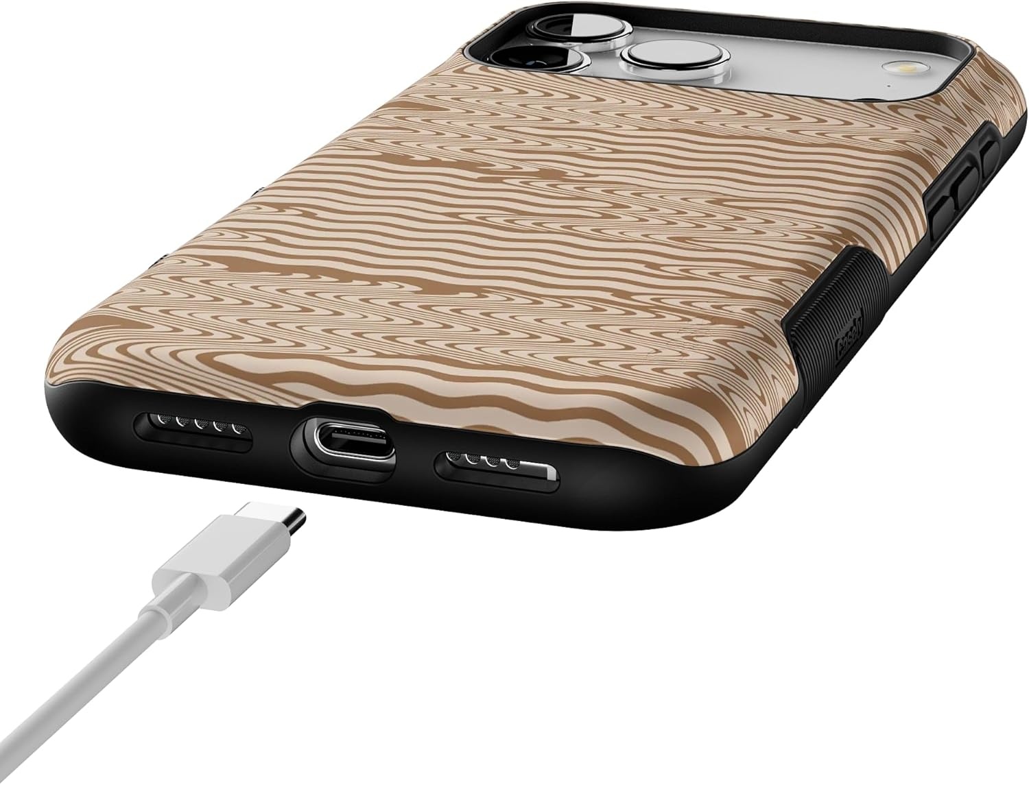 image:imageCasely iPhone 17 Pro Max Case Blue amp White Floral Rose to Fame Bold Protective Design Compatible with MagSafeMocha Ripple Brown Waves