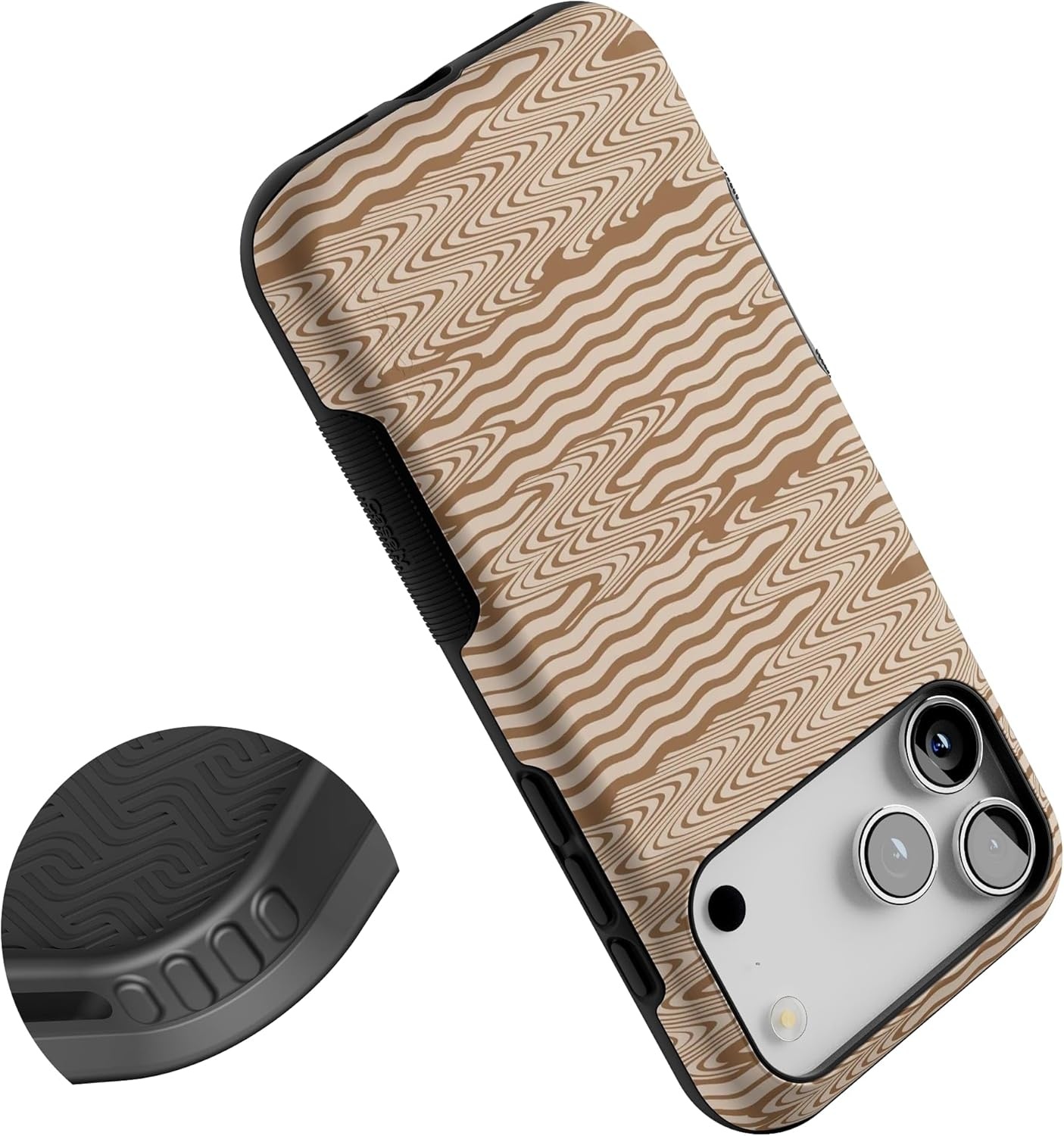 image:imageCasely iPhone 17 Pro Max Case Blue amp White Floral Rose to Fame Bold Protective Design Compatible with MagSafeMocha Ripple Brown Waves