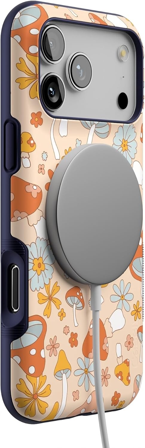 image:imageCasely iPhone 17 Pro Max Case Blue amp White Floral Rose to Fame Bold Protective Design Compatible with MagSafeMushroom Magic Retro Floral