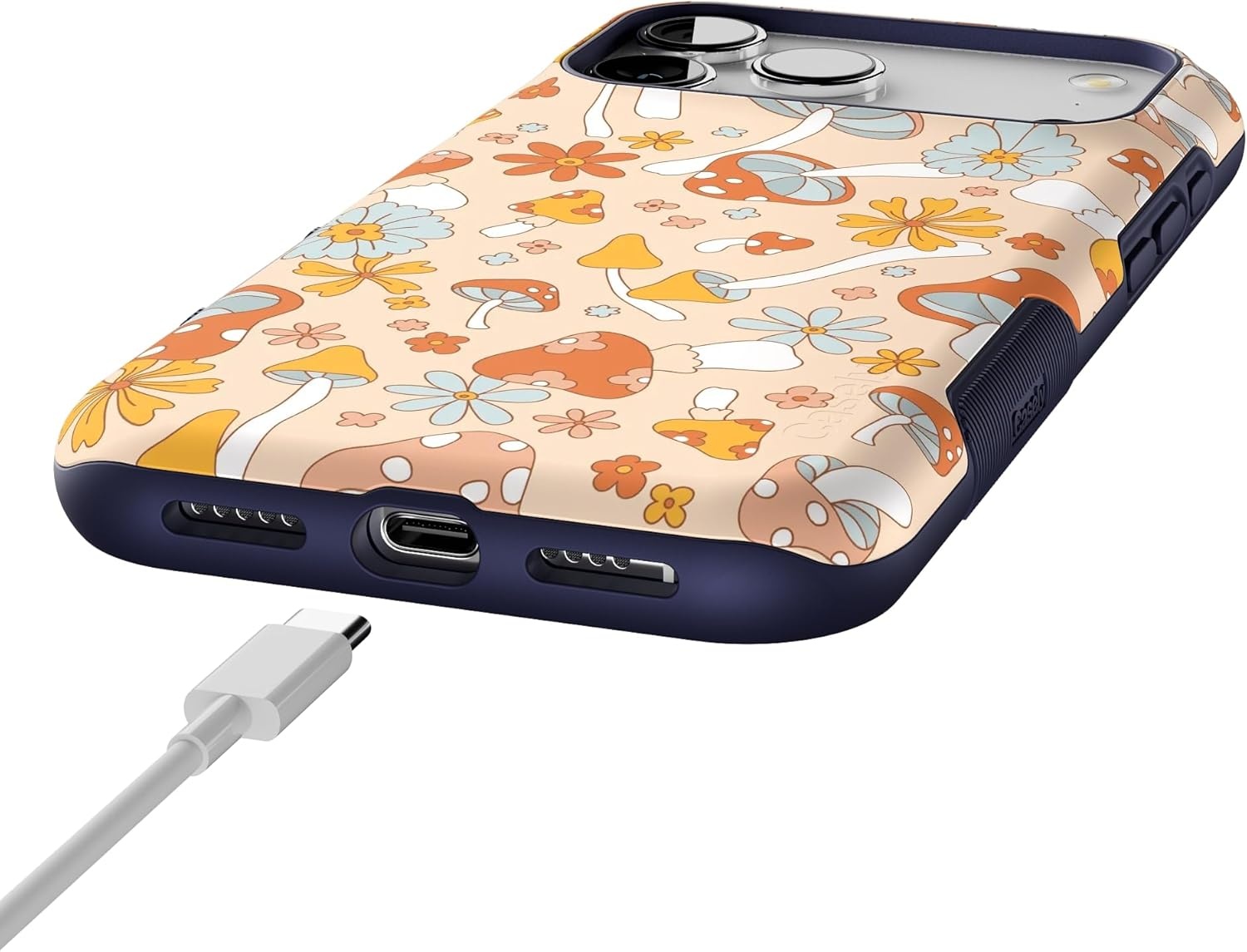 image:imageCasely iPhone 17 Pro Max Case Blue amp White Floral Rose to Fame Bold Protective Design Compatible with MagSafeMushroom Magic Retro Floral