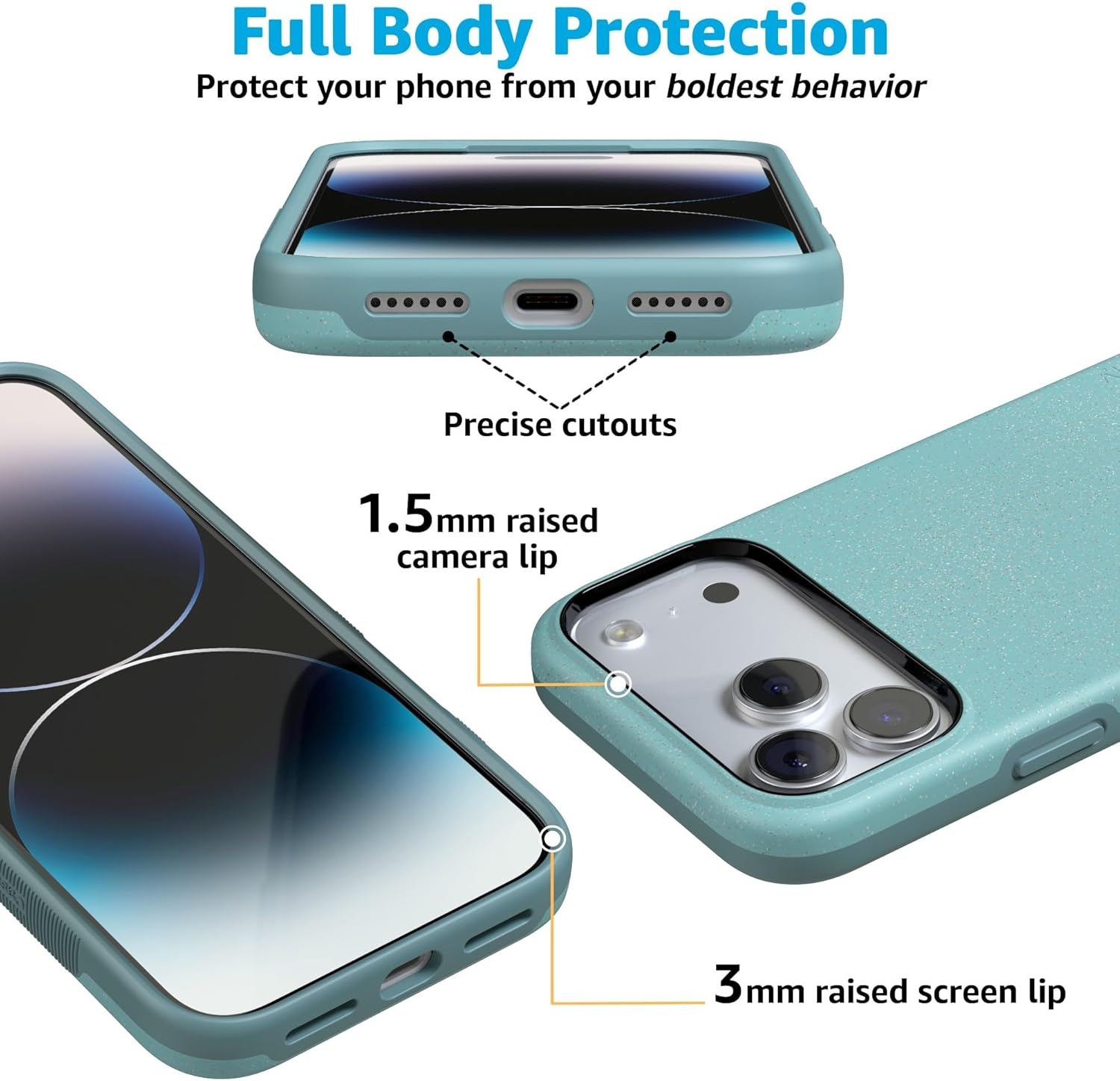 image:imageCasely iPhone 17 Pro Max Case Blue amp White Floral Rose to Fame Bold Protective Design Compatible with MagSafeOcean Blue Shimmer Aquamarine