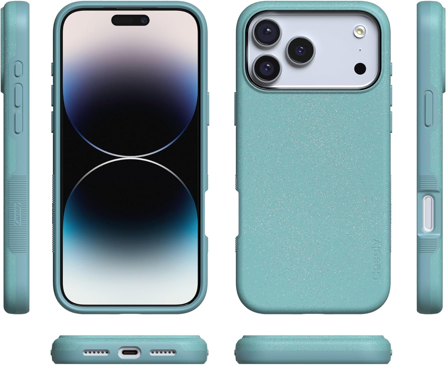 image:imageCasely iPhone 17 Pro Max Case Blue amp White Floral Rose to Fame Bold Protective Design Compatible with MagSafeOcean Blue Shimmer Aquamarine