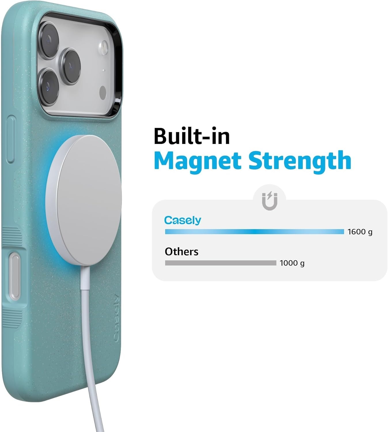 image:imageCasely iPhone 17 Pro Max Case Blue amp White Floral Rose to Fame Bold Protective Design Compatible with MagSafeOcean Blue Shimmer Aquamarine