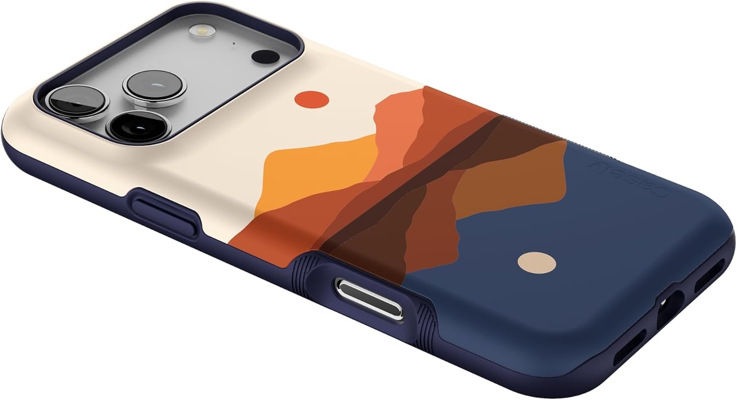 image:imageCasely iPhone 17 Pro Max Case Blue amp White Floral Rose to Fame Bold Protective Design Compatible with MagSafeOpposites Attract Day Night Colorblock Mt