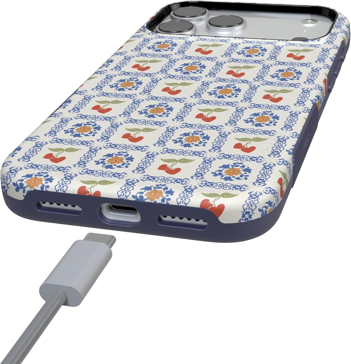 image:imageCasely iPhone 17 Pro Max Case Blue amp White Floral Rose to Fame Bold Protective Design Compatible with MagSafePalermo Dippin Daisys Italian Coast