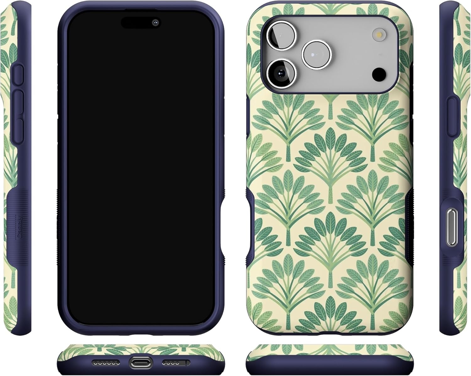 image:imageCasely iPhone 17 Pro Max Case Blue amp White Floral Rose to Fame Bold Protective Design Compatible with MagSafePalm Royale Palm Beach