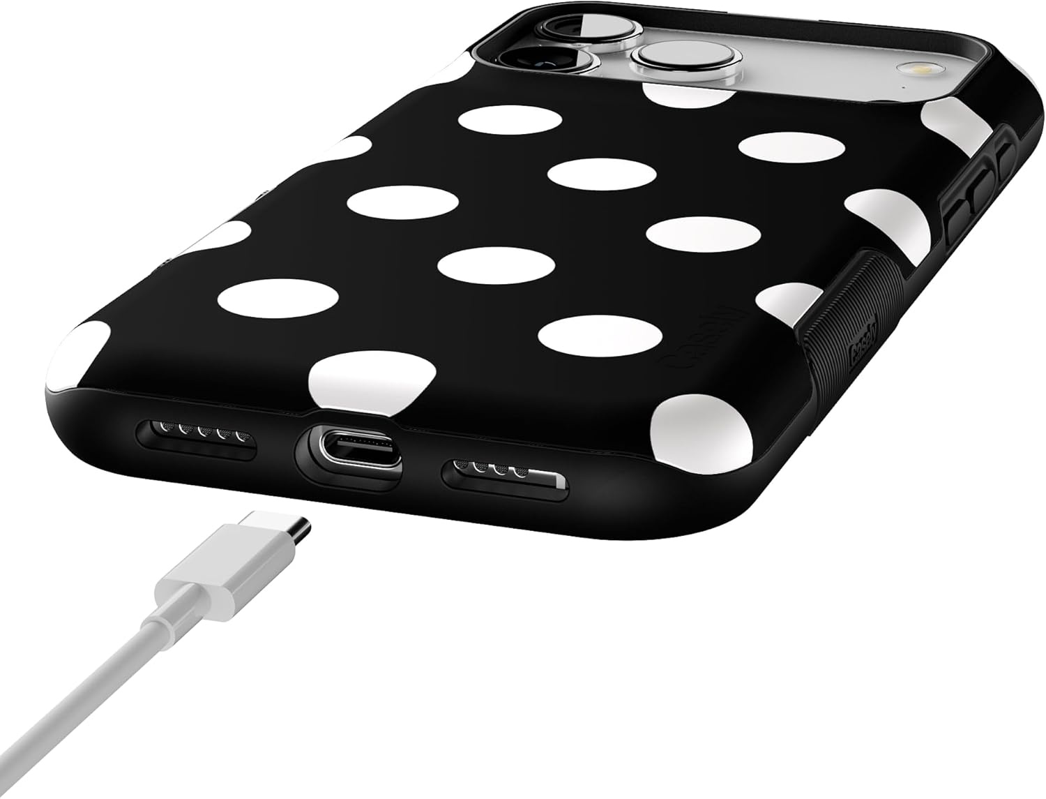 image:imageCasely iPhone 17 Pro Max Case Blue amp White Floral Rose to Fame Bold Protective Design Compatible with MagSafePolka Dots High Contrast Design