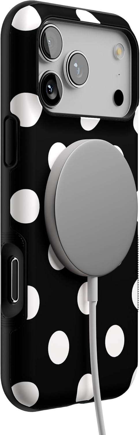 image:imageCasely iPhone 17 Pro Max Case Blue amp White Floral Rose to Fame Bold Protective Design Compatible with MagSafePolka Dots High Contrast Design