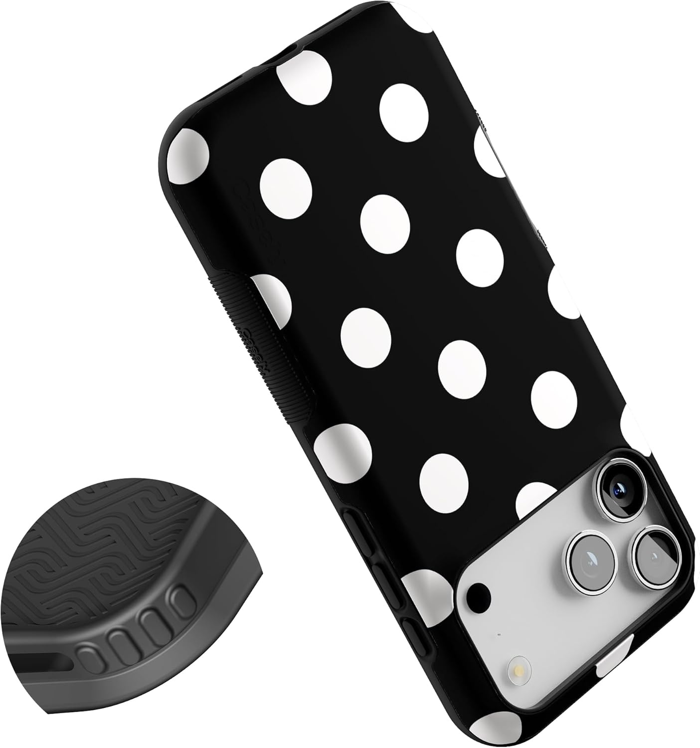 image:imageCasely iPhone 17 Pro Max Case Blue amp White Floral Rose to Fame Bold Protective Design Compatible with MagSafePolka Dots High Contrast Design