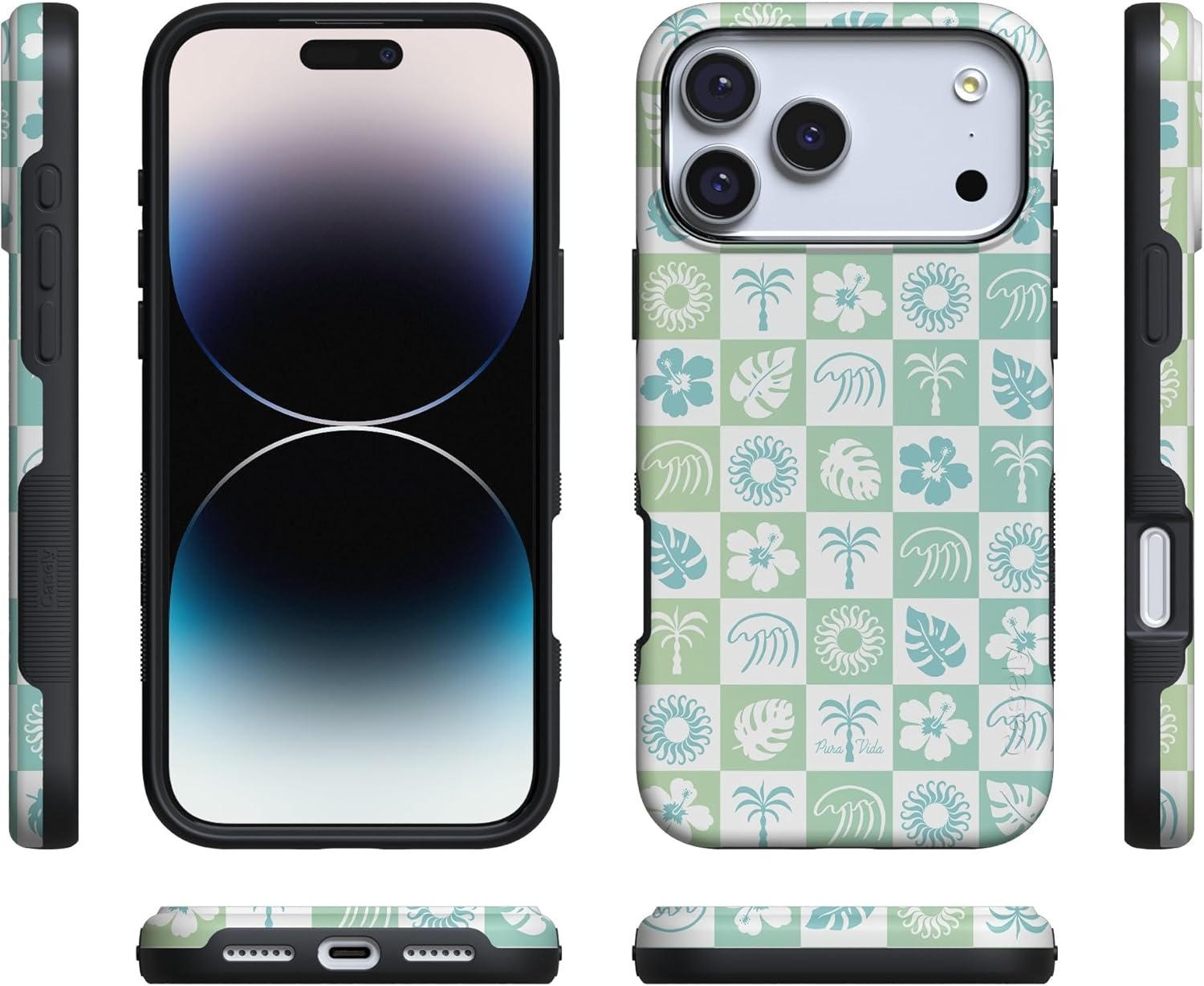 image:imageCasely iPhone 17 Pro Max Case Blue amp White Floral Rose to Fame Bold Protective Design Compatible with MagSafePura Vida Coastal Checkers