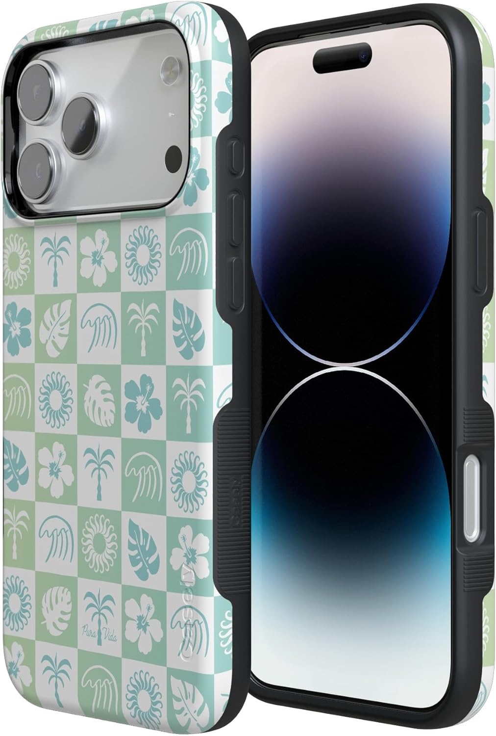 image:imageCasely iPhone 17 Pro Max Case Blue amp White Floral Rose to Fame Bold Protective Design Compatible with MagSafePura Vida Coastal Checkers