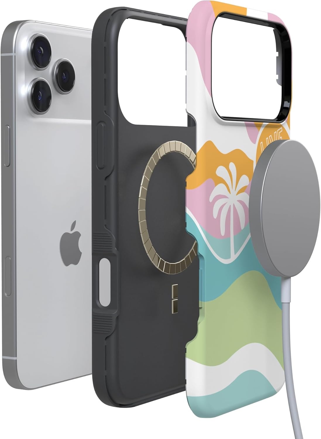 image:imageCasely iPhone 17 Pro Max Case Blue amp White Floral Rose to Fame Bold Protective Design Compatible with MagSafePura Vida Tropical Dreams
