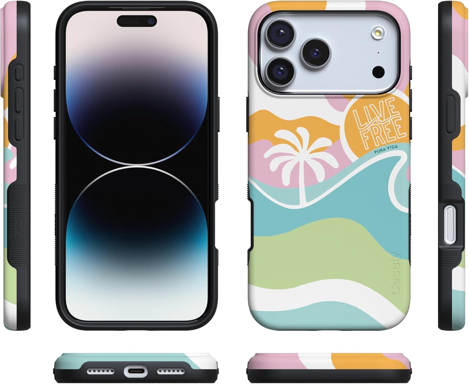 image:imageCasely iPhone 17 Pro Max Case Blue amp White Floral Rose to Fame Bold Protective Design Compatible with MagSafePura Vida Tropical Dreams