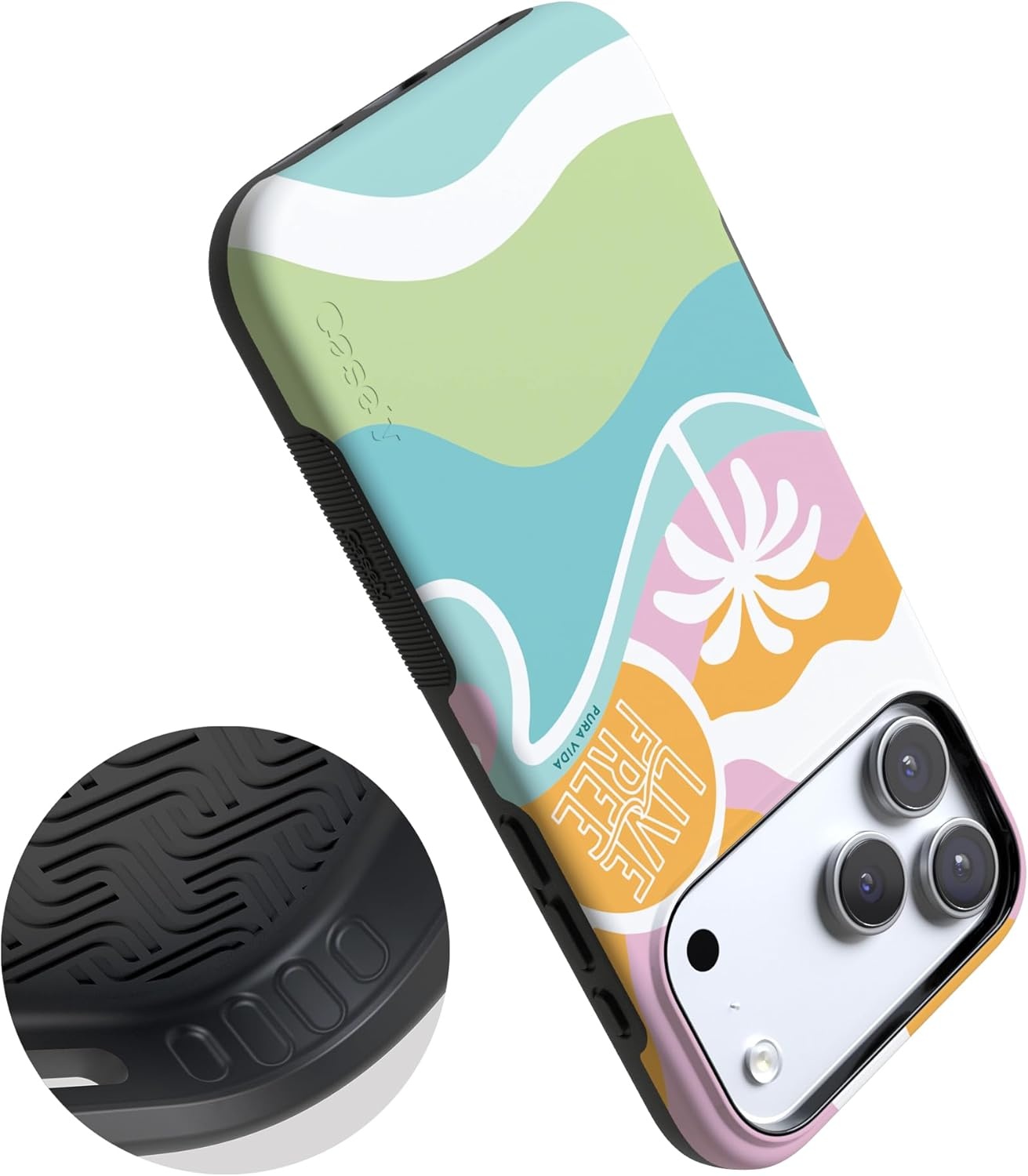 image:imageCasely iPhone 17 Pro Max Case Blue amp White Floral Rose to Fame Bold Protective Design Compatible with MagSafePura Vida Tropical Dreams