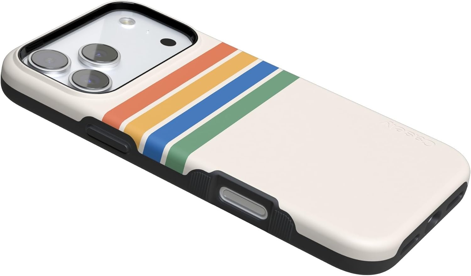 image:imageCasely iPhone 17 Pro Max Case Blue amp White Floral Rose to Fame Bold Protective Design Compatible with MagSafeRainbow Stripes Totally Groovy