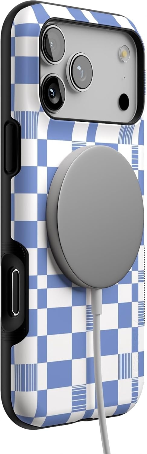 image:imageCasely iPhone 17 Pro Max Case Blue amp White Floral Rose to Fame Bold Protective Design Compatible with MagSafeReality Check Periwinkle