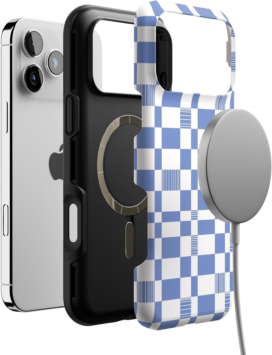 image:imageCasely iPhone 17 Pro Max Case Blue amp White Floral Rose to Fame Bold Protective Design Compatible with MagSafeReality Check Periwinkle