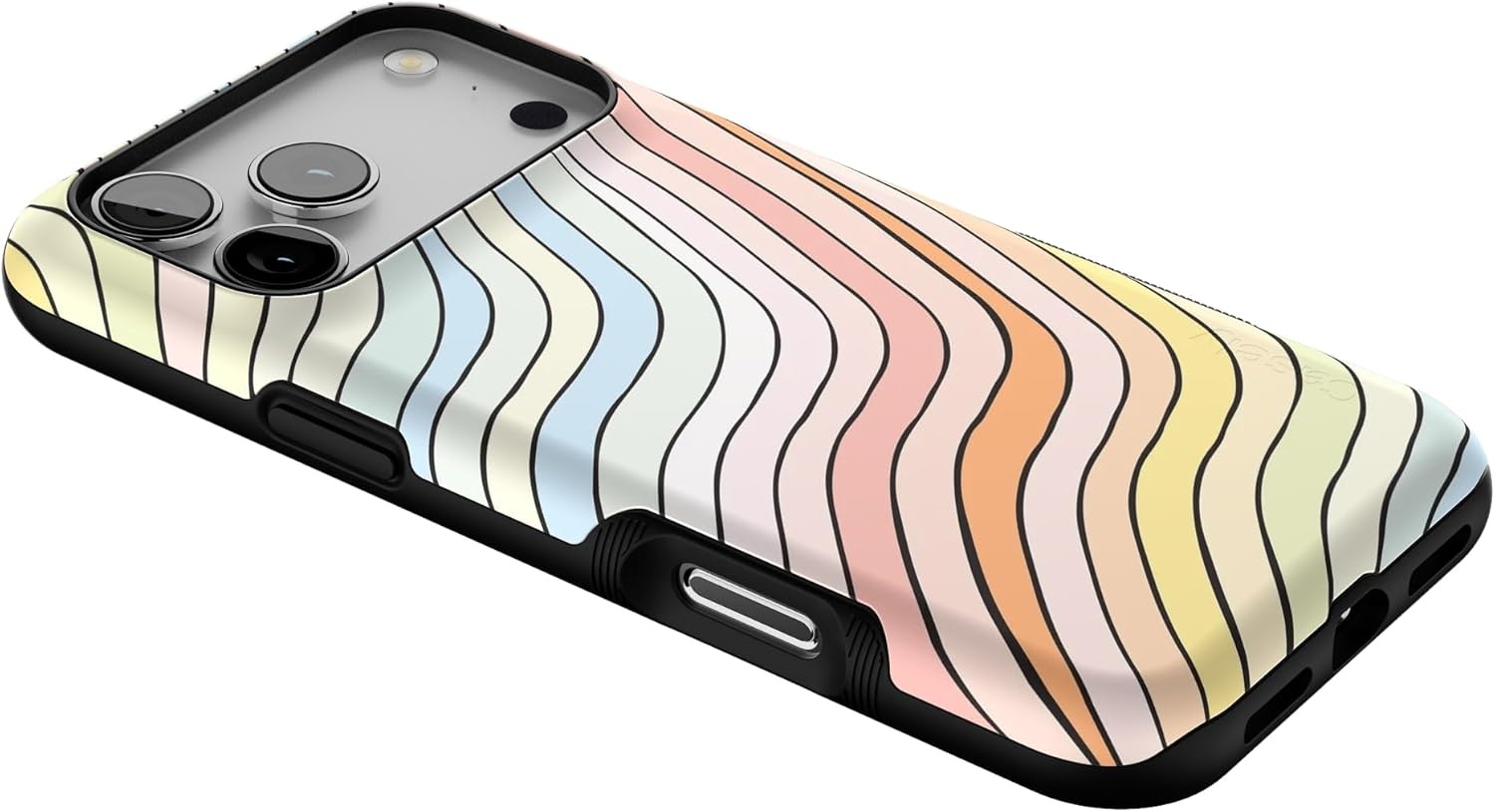 image:imageCasely iPhone 17 Pro Max Case Blue amp White Floral Rose to Fame Bold Protective Design Compatible with MagSafeRide The Wave Pastel Rainbow Lined