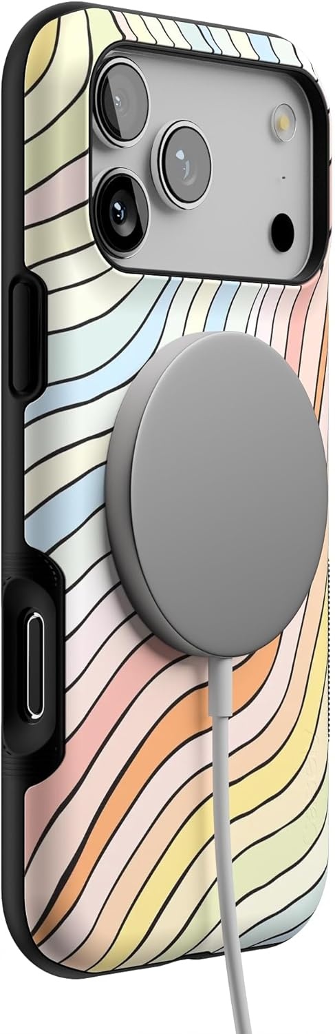 image:imageCasely iPhone 17 Pro Max Case Blue amp White Floral Rose to Fame Bold Protective Design Compatible with MagSafeRide The Wave Pastel Rainbow Lined