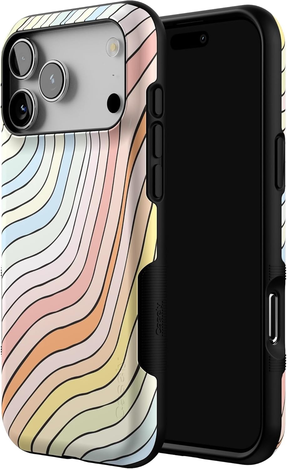 image:imageCasely iPhone 17 Pro Max Case Blue amp White Floral Rose to Fame Bold Protective Design Compatible with MagSafeRide The Wave Pastel Rainbow Lined