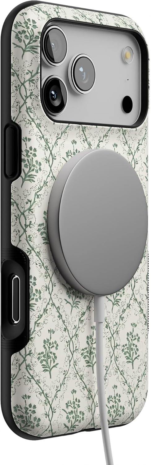 image:imageCasely iPhone 17 Pro Max Case Blue amp White Floral Rose to Fame Bold Protective Design Compatible with MagSafeSage Tapestry Floral Vines