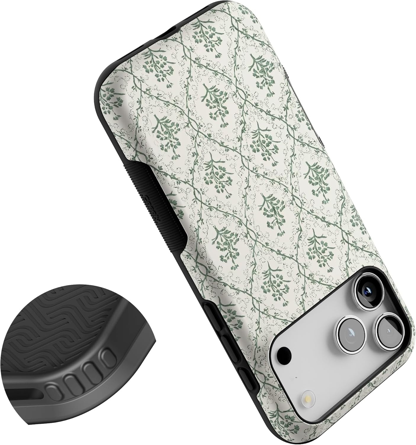 image:imageCasely iPhone 17 Pro Max Case Blue amp White Floral Rose to Fame Bold Protective Design Compatible with MagSafeSage Tapestry Floral Vines