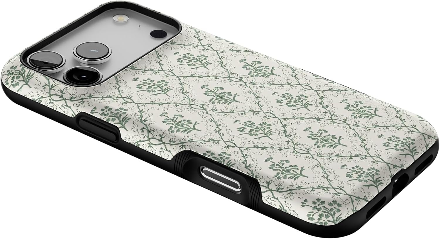 image:imageCasely iPhone 17 Pro Max Case Blue amp White Floral Rose to Fame Bold Protective Design Compatible with MagSafeSage Tapestry Floral Vines