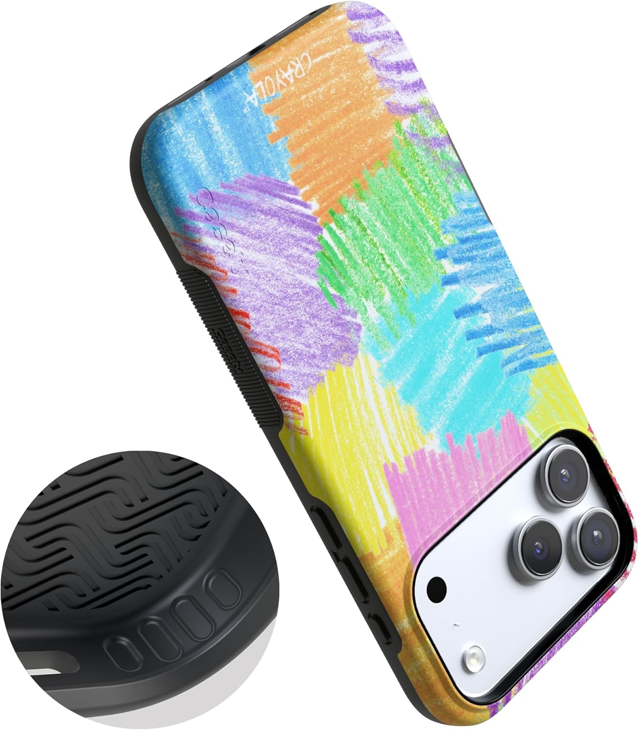 image:imageCasely iPhone 17 Pro Max Case Blue amp White Floral Rose to Fame Bold Protective Design Compatible with MagSafeScribble Me That Crayola Rainbow Pencil