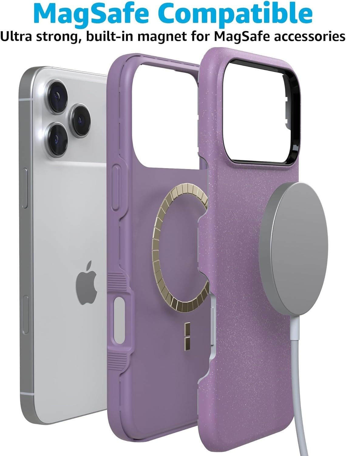 image:imageCasely iPhone 17 Pro Max Case Blue amp White Floral Rose to Fame Bold Protective Design Compatible with MagSafeShimmer Lavender Waves