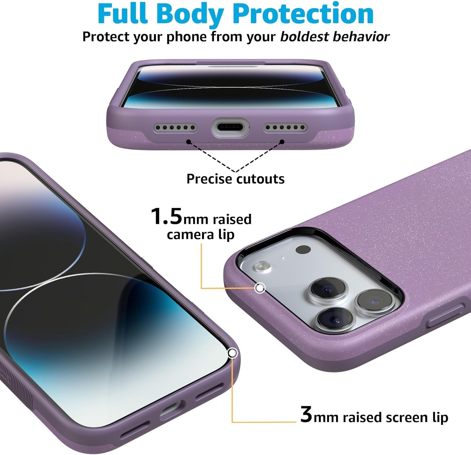 image:imageCasely iPhone 17 Pro Max Case Blue amp White Floral Rose to Fame Bold Protective Design Compatible with MagSafeShimmer Lavender Waves