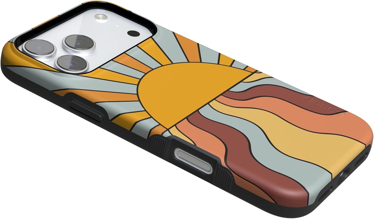 image:imageCasely iPhone 17 Pro Max Case Blue amp White Floral Rose to Fame Bold Protective Design Compatible with MagSafeShine On Retro Sunset