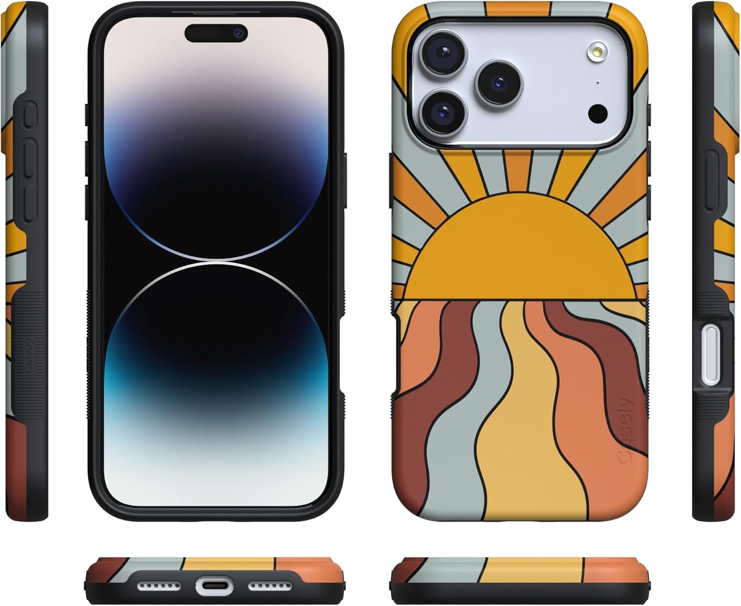 image:imageCasely iPhone 17 Pro Max Case Blue amp White Floral Rose to Fame Bold Protective Design Compatible with MagSafeShine On Retro Sunset
