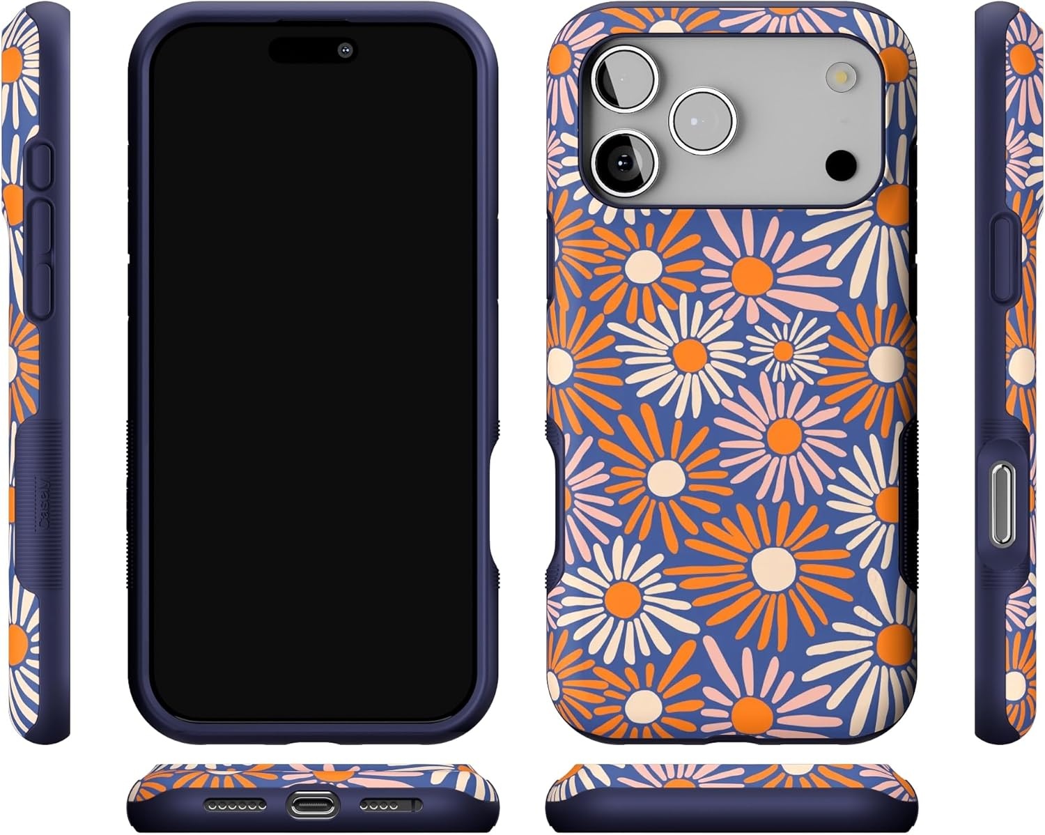 image:imageCasely iPhone 17 Pro Max Case Blue amp White Floral Rose to Fame Bold Protective Design Compatible with MagSafeSpring Forward Daisy Floral