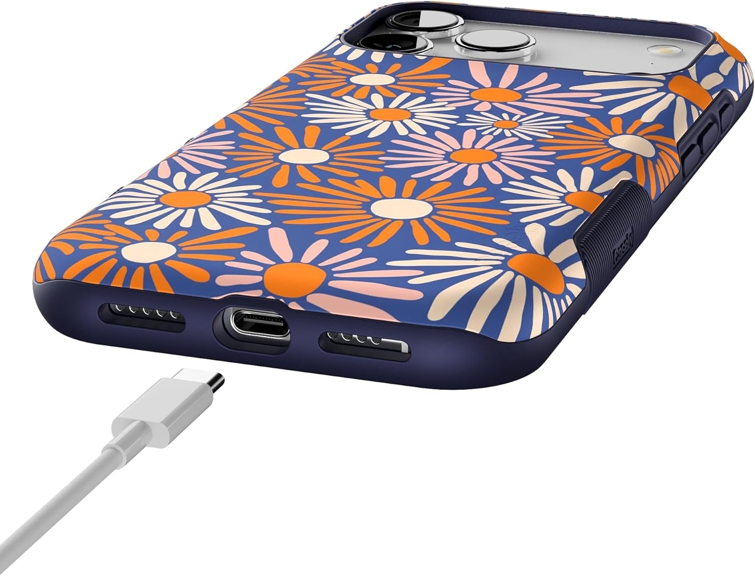 image:imageCasely iPhone 17 Pro Max Case Blue amp White Floral Rose to Fame Bold Protective Design Compatible with MagSafeSpring Forward Daisy Floral