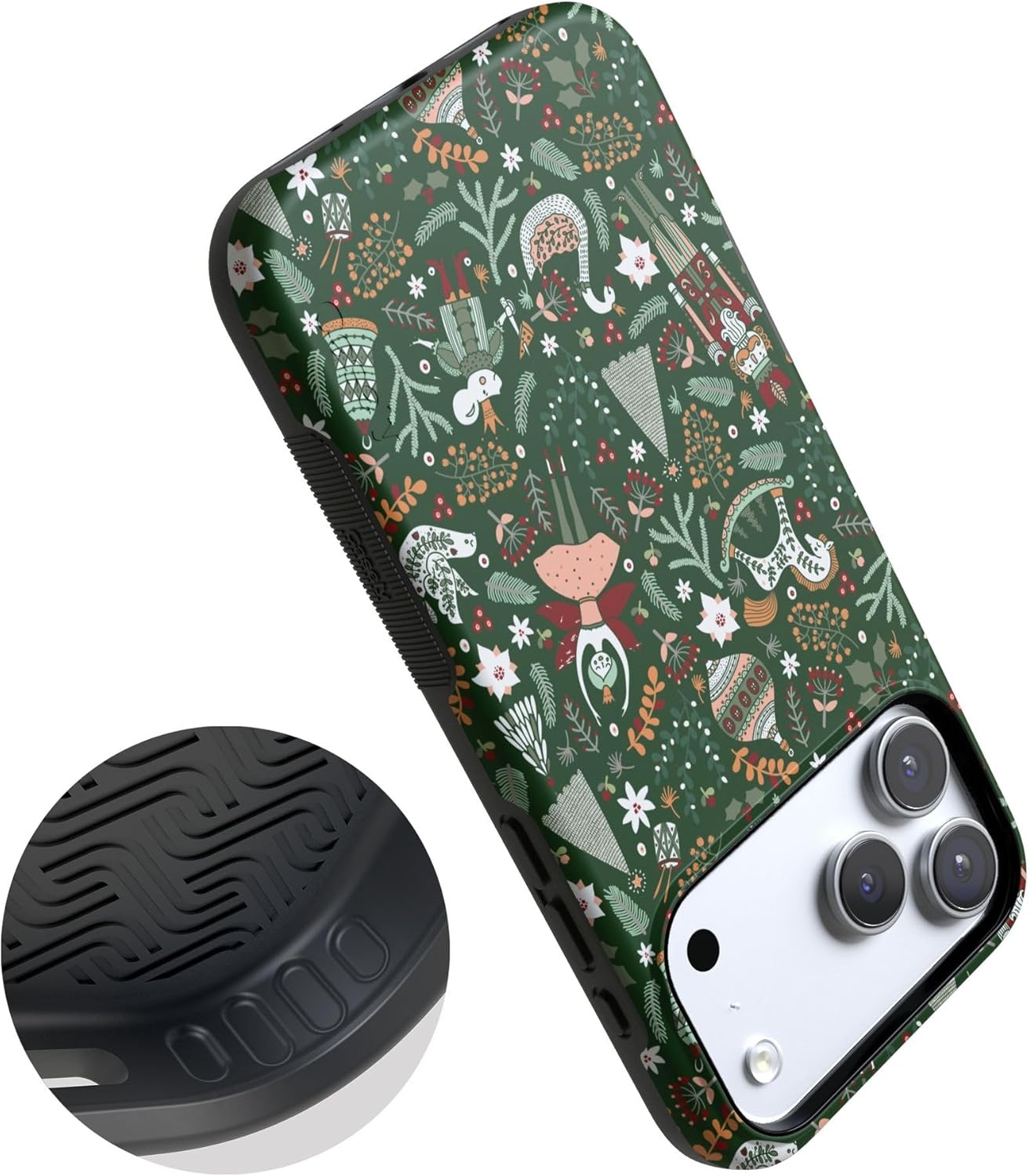 image:imageCasely iPhone 17 Pro Max Case Blue amp White Floral Rose to Fame Bold Protective Design Compatible with MagSafeSugar Plum Fairy Winter Wonderland