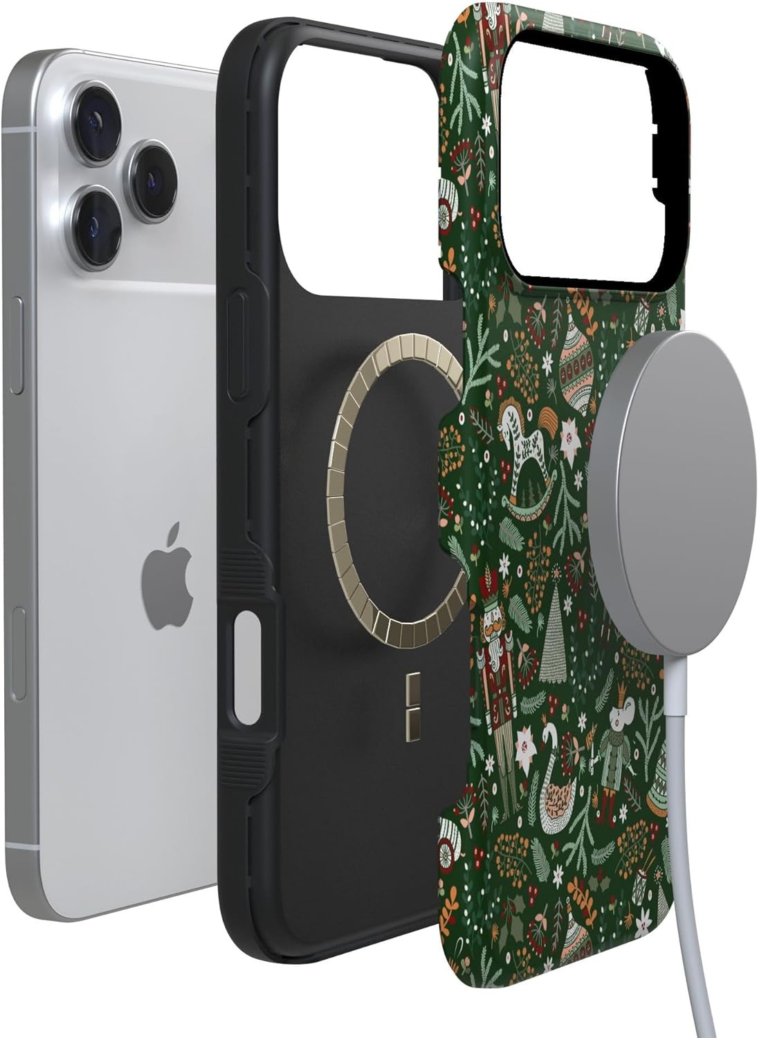 image:imageCasely iPhone 17 Pro Max Case Blue amp White Floral Rose to Fame Bold Protective Design Compatible with MagSafeSugar Plum Fairy Winter Wonderland