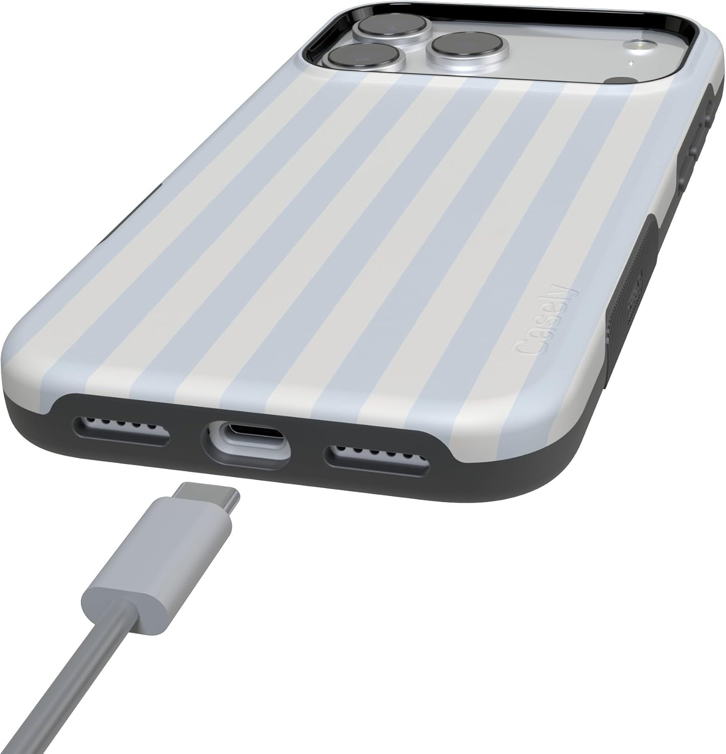 image:imageCasely iPhone 17 Pro Max Case Blue amp White Floral Rose to Fame Bold Protective Design Compatible with MagSafeSunday Best Blue Stripes