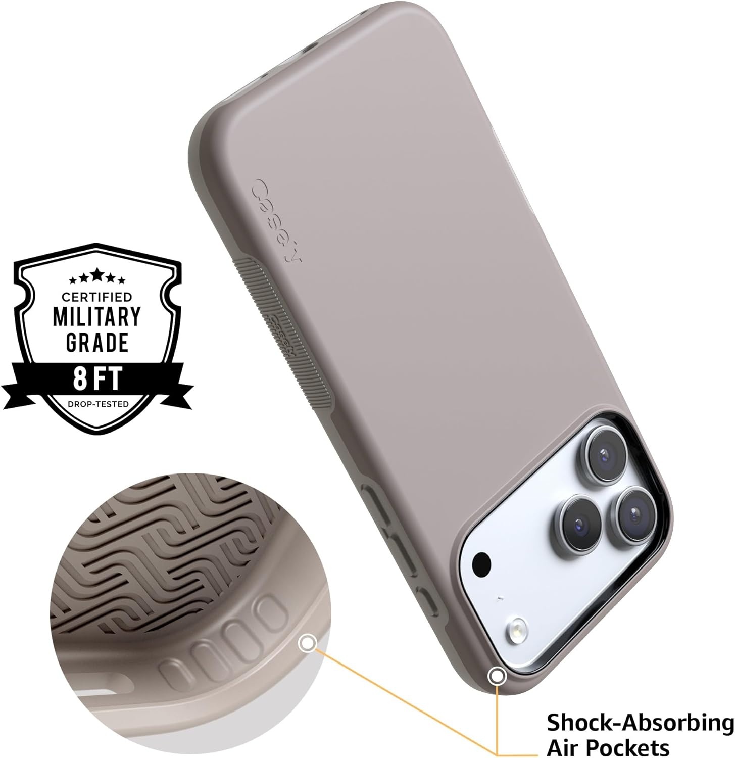 image:imageCasely iPhone 17 Pro Max Case Blue amp White Floral Rose to Fame Bold Protective Design Compatible with MagSafeTaupe on Nude