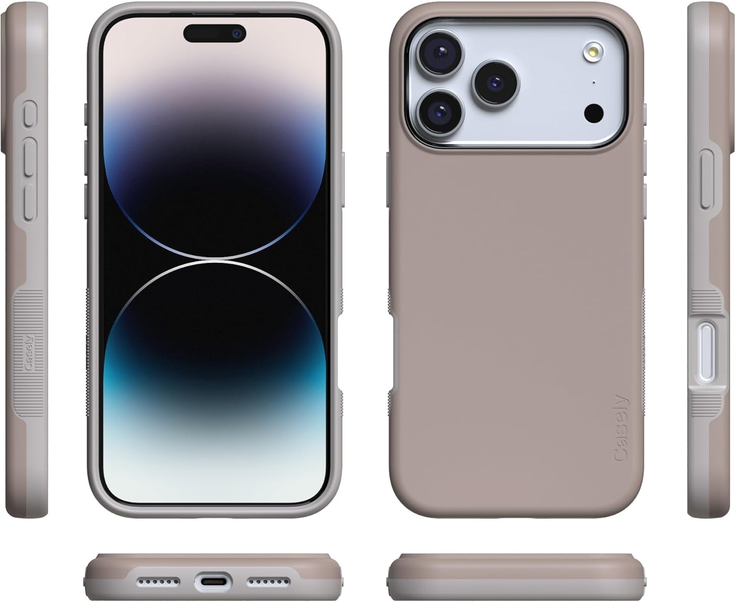 image:imageCasely iPhone 17 Pro Max Case Blue amp White Floral Rose to Fame Bold Protective Design Compatible with MagSafeTaupe on Nude