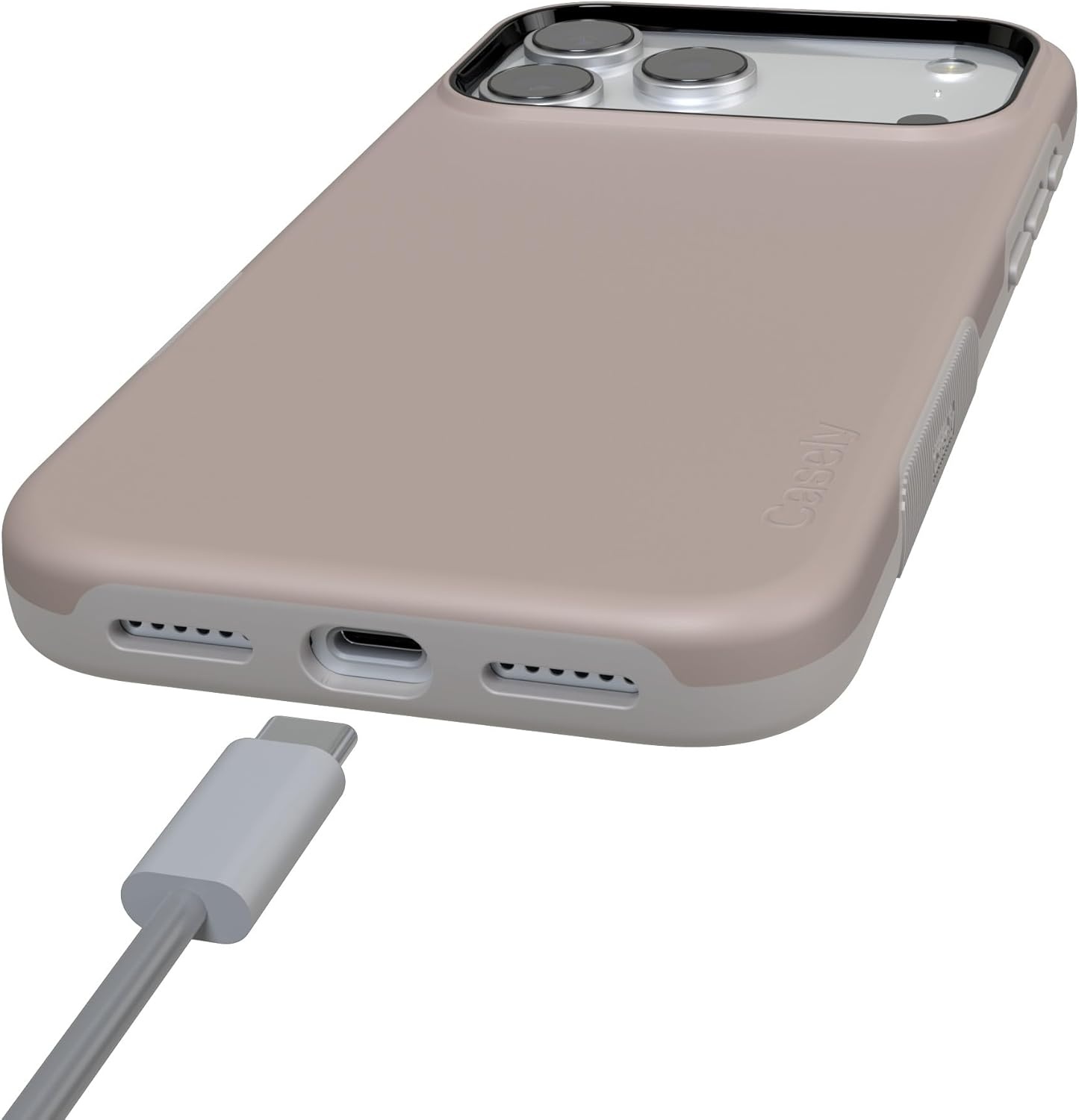 image:imageCasely iPhone 17 Pro Max Case Blue amp White Floral Rose to Fame Bold Protective Design Compatible with MagSafeTaupe on Nude