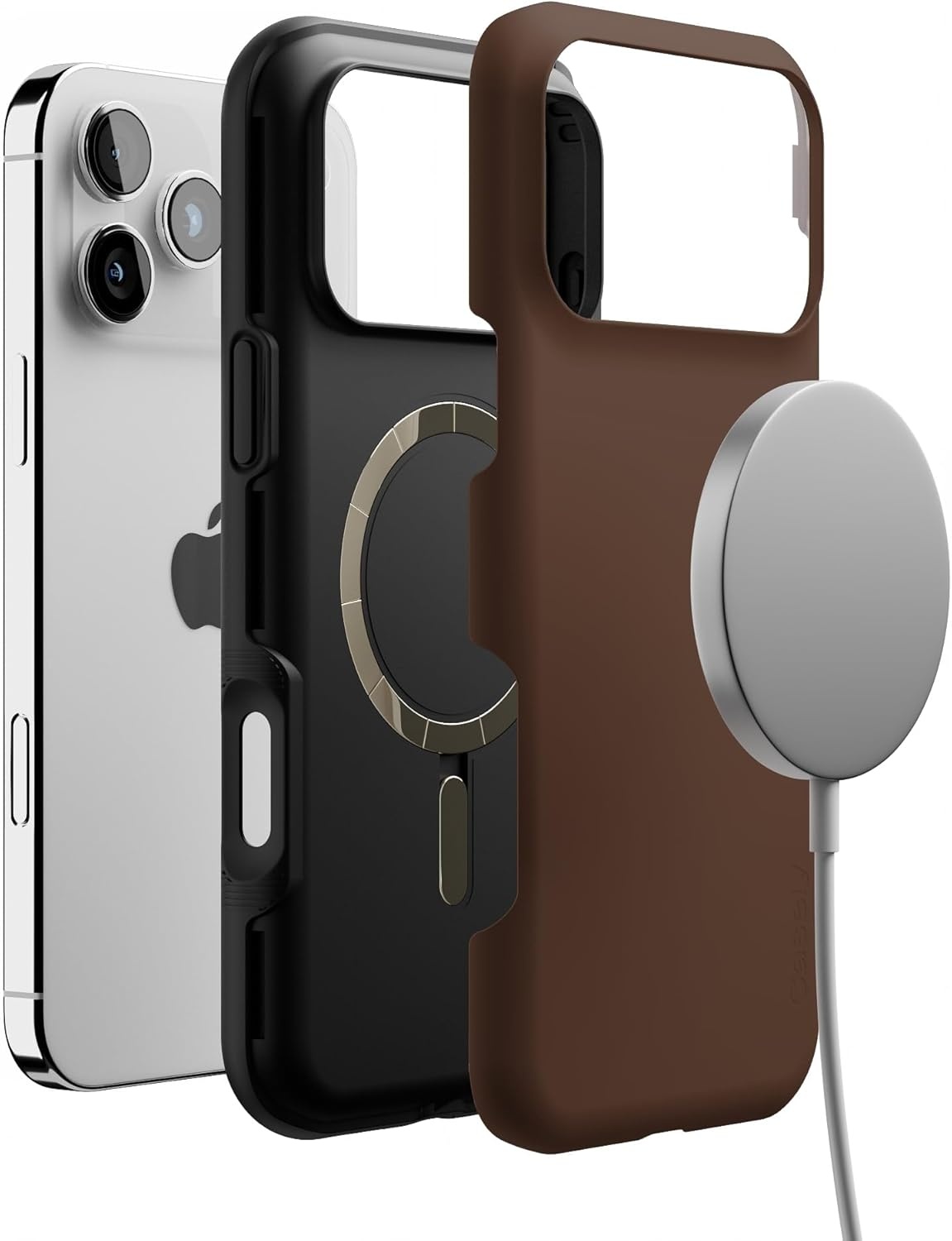 image:imageCasely iPhone 17 Pro Max Case Blue amp White Floral Rose to Fame Bold Protective Design Compatible with MagSafeThe Boyfriend Collection Espresso Brown