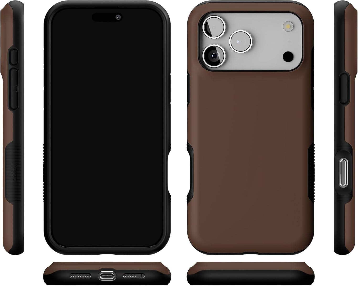 image:imageCasely iPhone 17 Pro Max Case Blue amp White Floral Rose to Fame Bold Protective Design Compatible with MagSafeThe Boyfriend Collection Espresso Brown