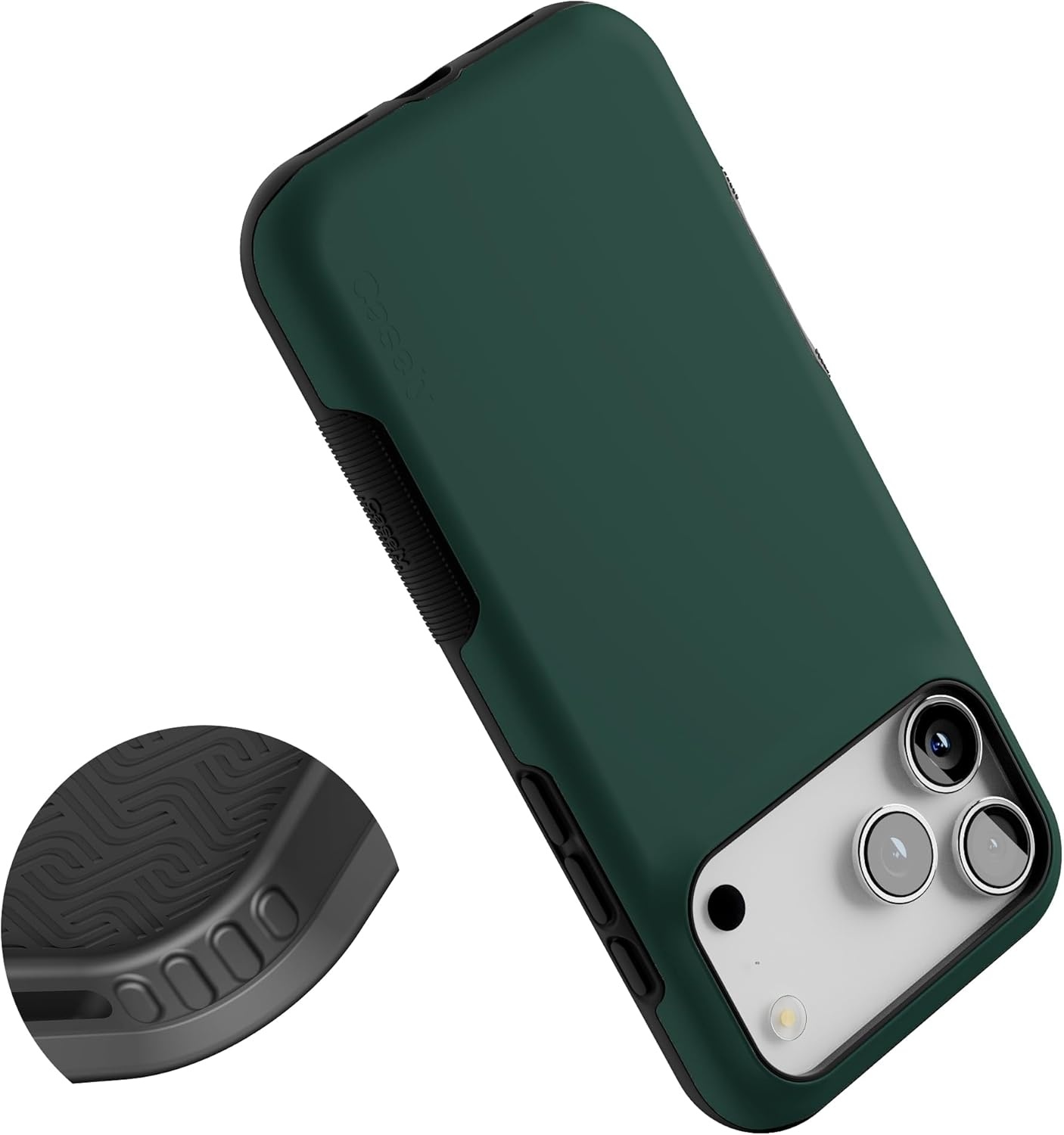 image:imageCasely iPhone 17 Pro Max Case Blue amp White Floral Rose to Fame Bold Protective Design Compatible with MagSafeThe Boyfriend Collection Forest Green