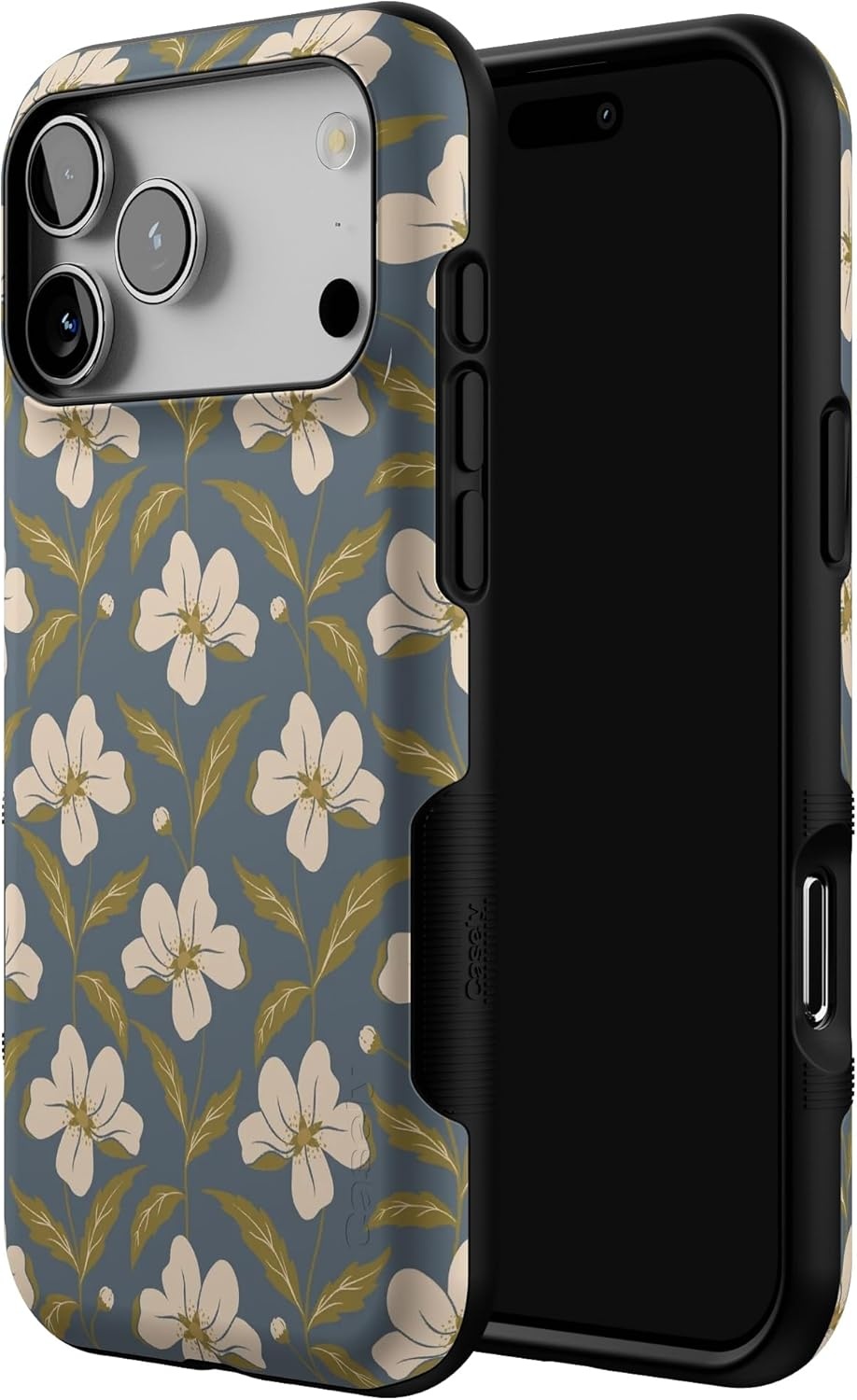 image:imageCasely iPhone 17 Pro Max Case Blue amp White Floral Rose to Fame Bold Protective Design Compatible with MagSafeThe Boyfriend Collection Leid Back