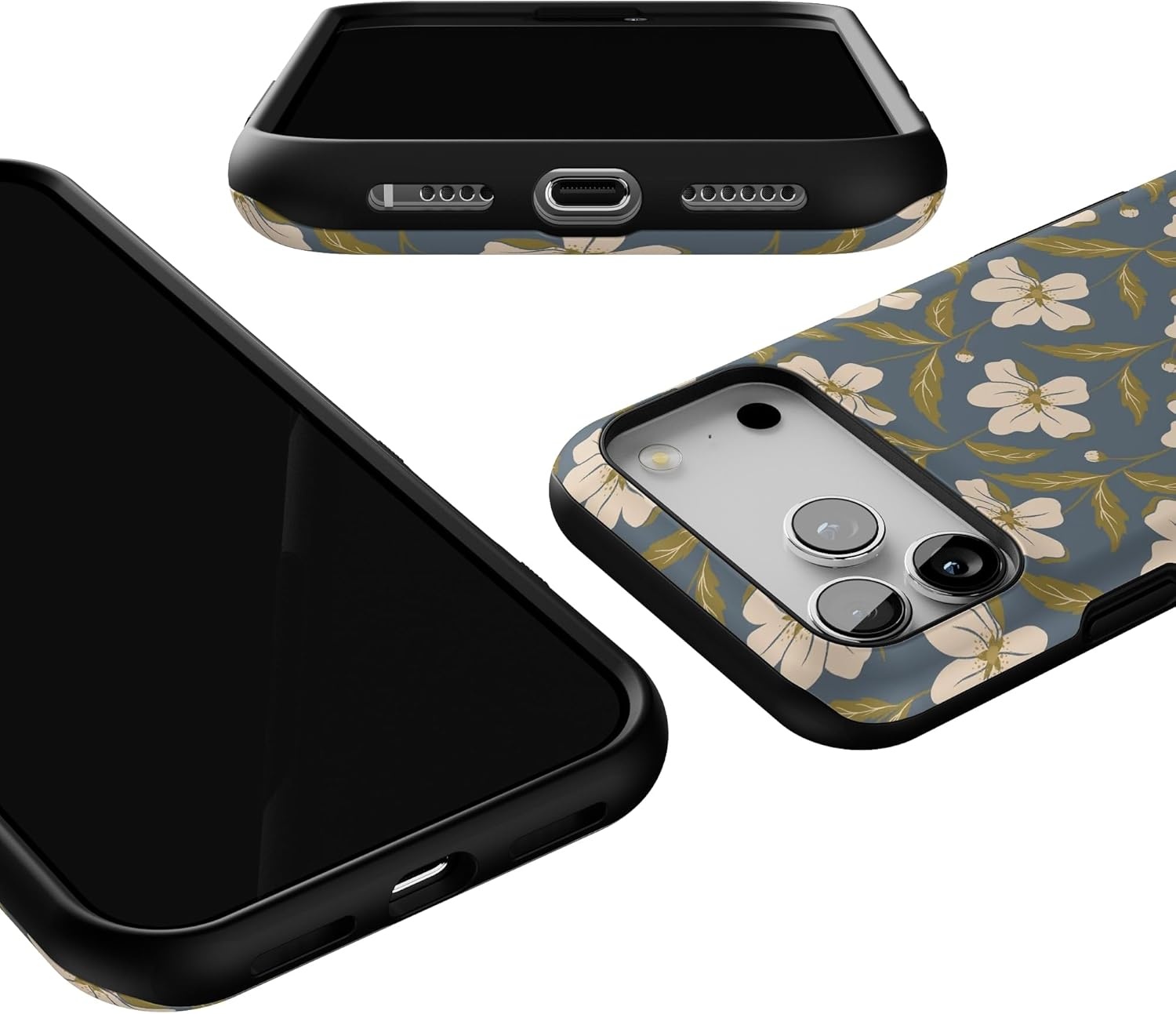 image:imageCasely iPhone 17 Pro Max Case Blue amp White Floral Rose to Fame Bold Protective Design Compatible with MagSafeThe Boyfriend Collection Leid Back